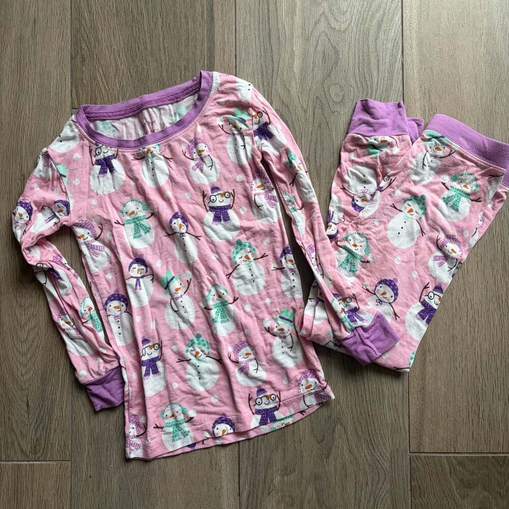 Little Sleepies Pink Snowman Print Two-Piece Pajama Set Size 3T